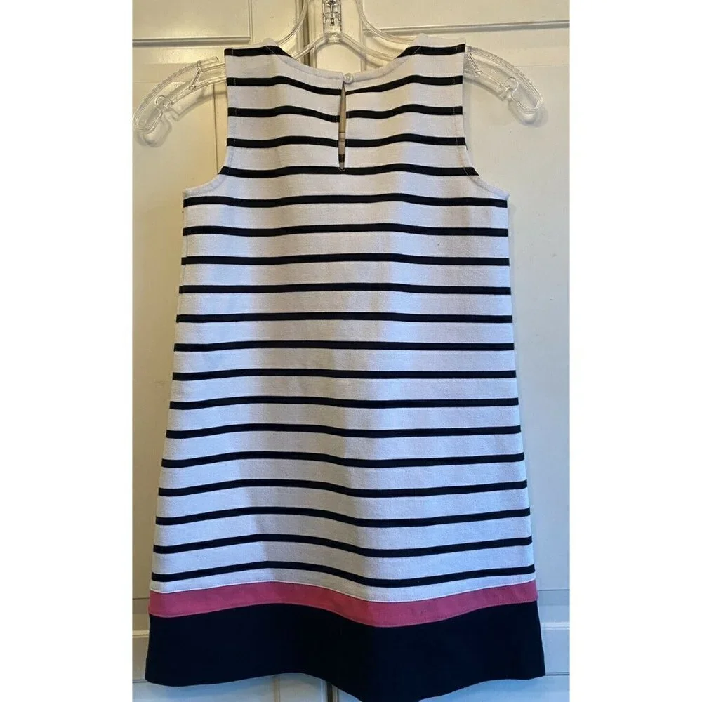 Gymboree Sz‎ 8 White Black Pink striped Sleeveless Ponte Knit Girl’s  Dress